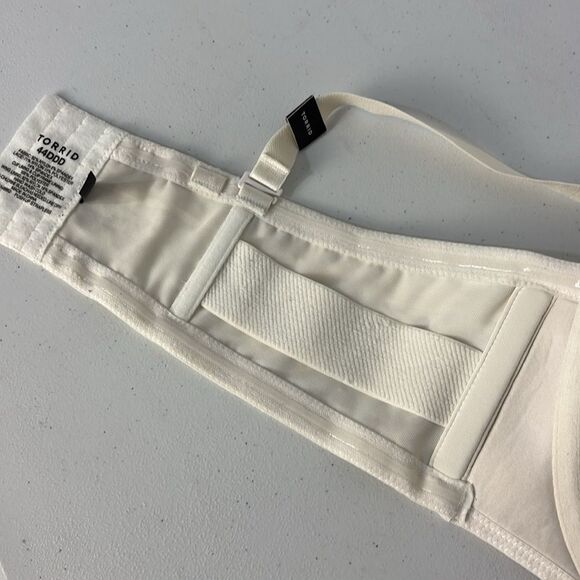 Torrid Cream Lace Bra 44DDD NWT Push up Strapless Criss-cross Neutral Feminine - Picture 9 of 12